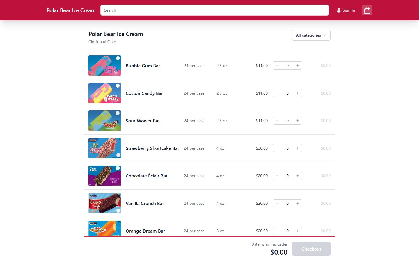 Wholesale order list