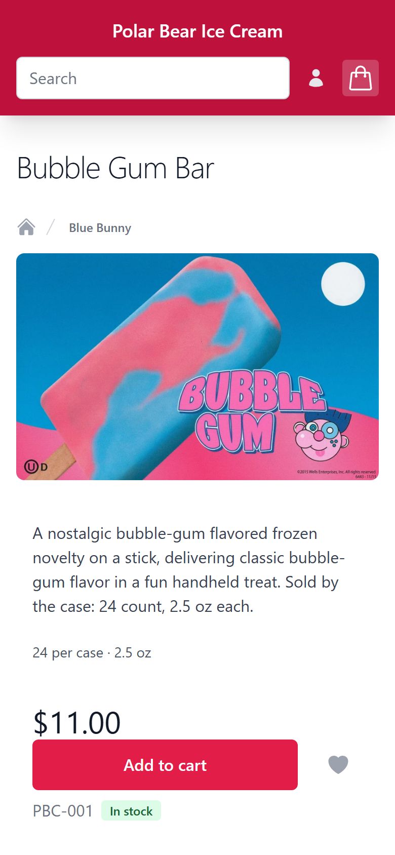 Product page on a phone