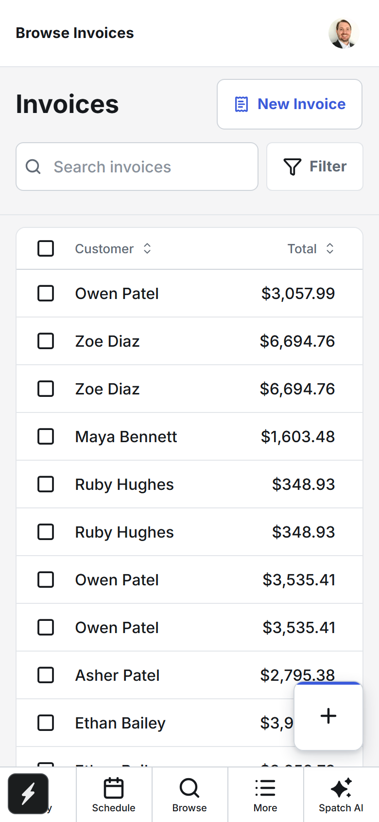 Invoices on a phone